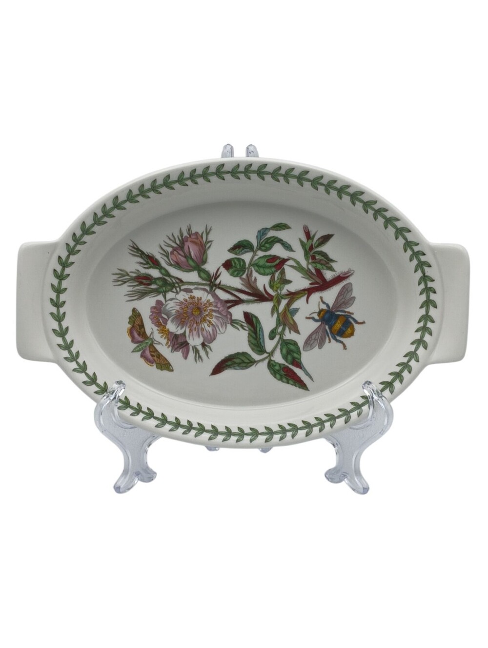Portmeirion Botanic Gardn Dog Rose Bee Double Handle Gratin Baking Dish